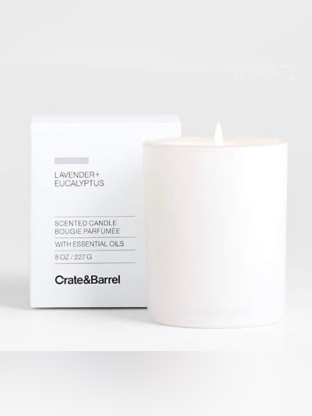 Crate & Barrel Lavender + Eucalyptus Scented Candle ~ 8 oz.